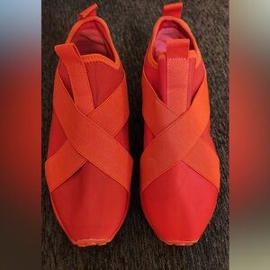Steve Madden Orange-Red Cross-Strap Sneakers